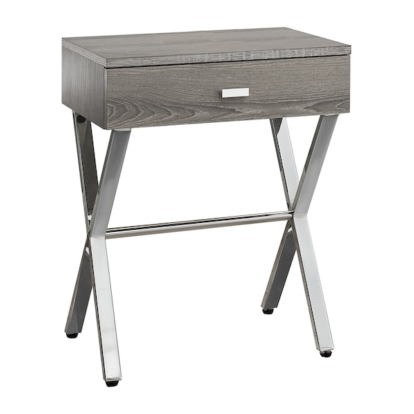 Accent Table - 24"H / Dark Taupe / Chrome Metal